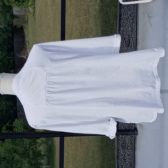 Soft Surroundings White Tunic With Lace Panel 3/4 Roll Tab Sleeve Size Petite XL - Picture 4 of 15